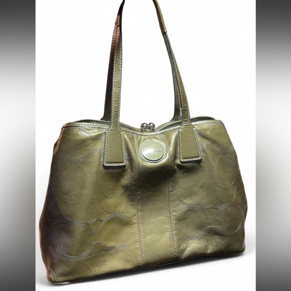 Coach— olive green tote bag